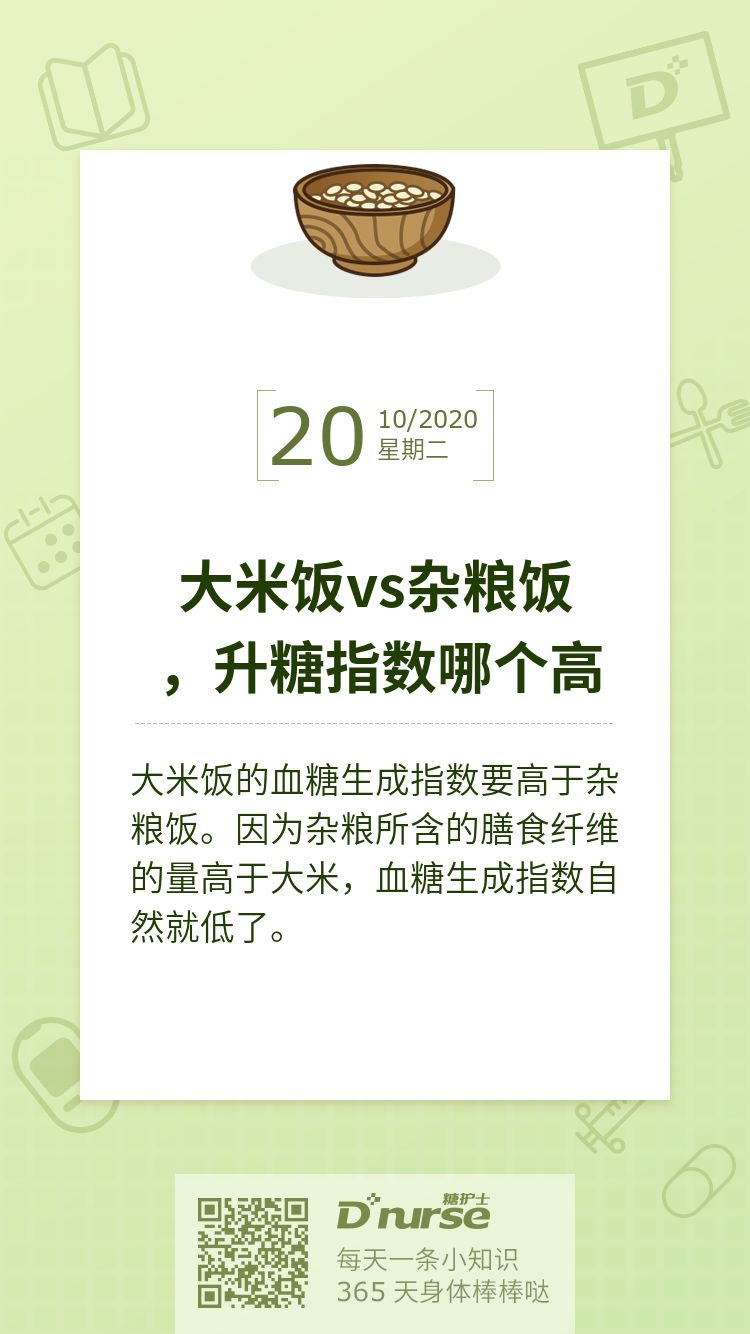 20控糖日签『大米饭vs杂粮饭,升糖指数哪个高』